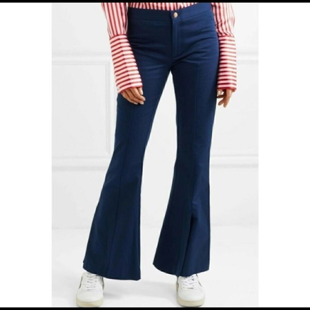MAGGIE MARILYN She's Still A Dreamer Cotton Flared Pants In Navy size 2 NWT $295 - Picture 2 of 7